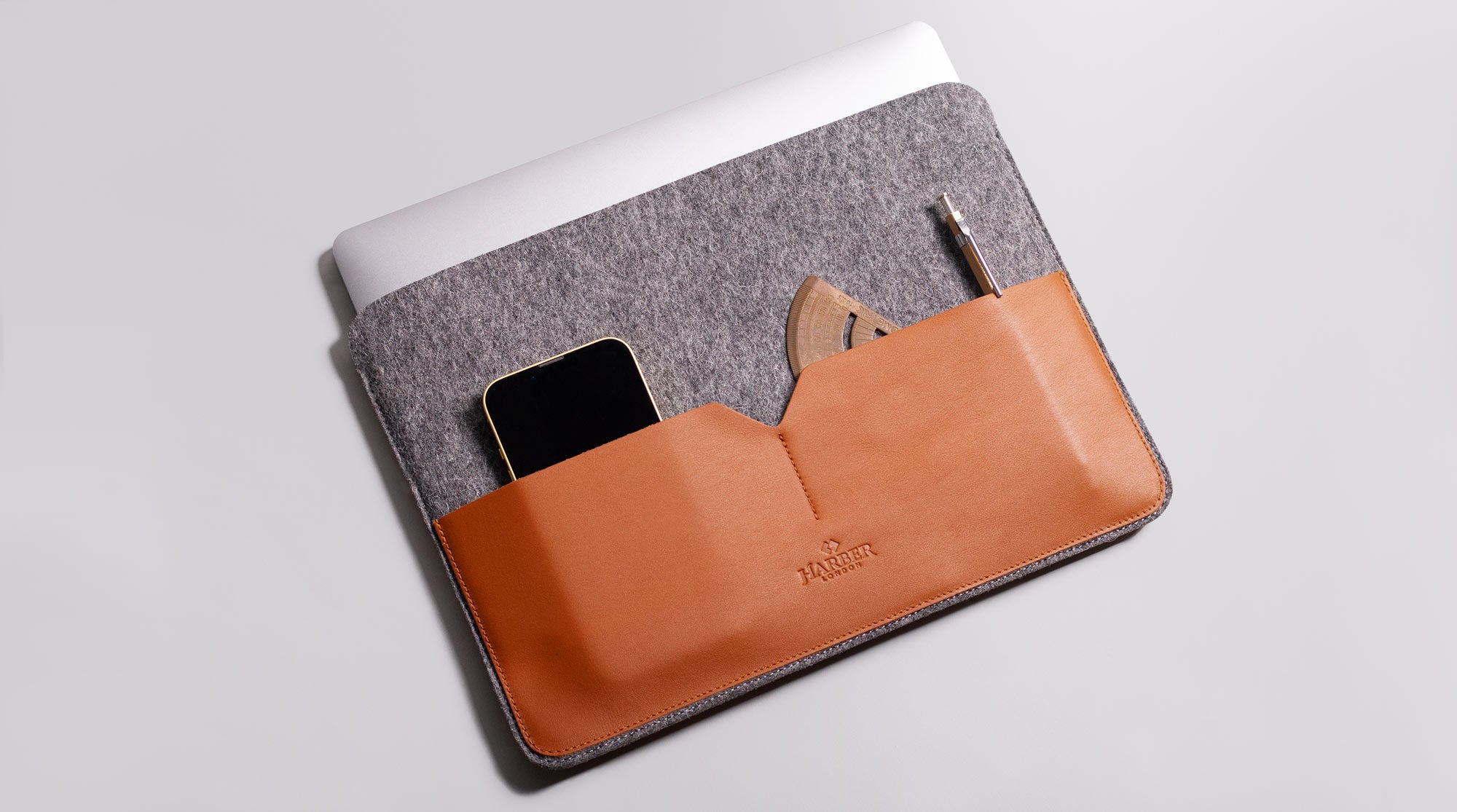 Felt and leather slim sleeve for MacBook