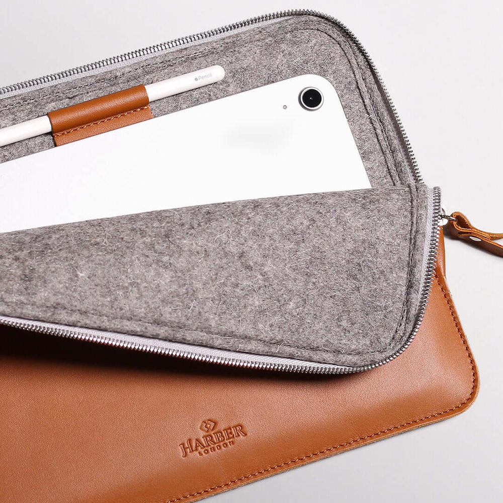Premium sleeves for iPad. Made of wool felt and leather.