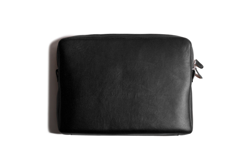 Leather Messenger Bag for MacBook Black