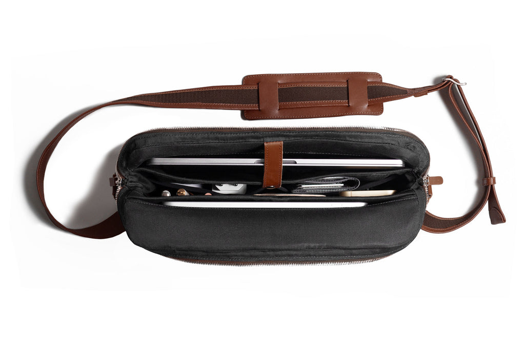 Leather Messenger Bag for MacBook Deep Brown