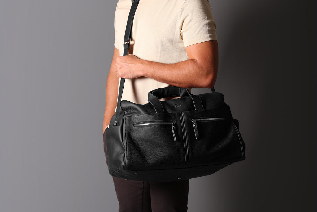 Leather Weekender Bag Black