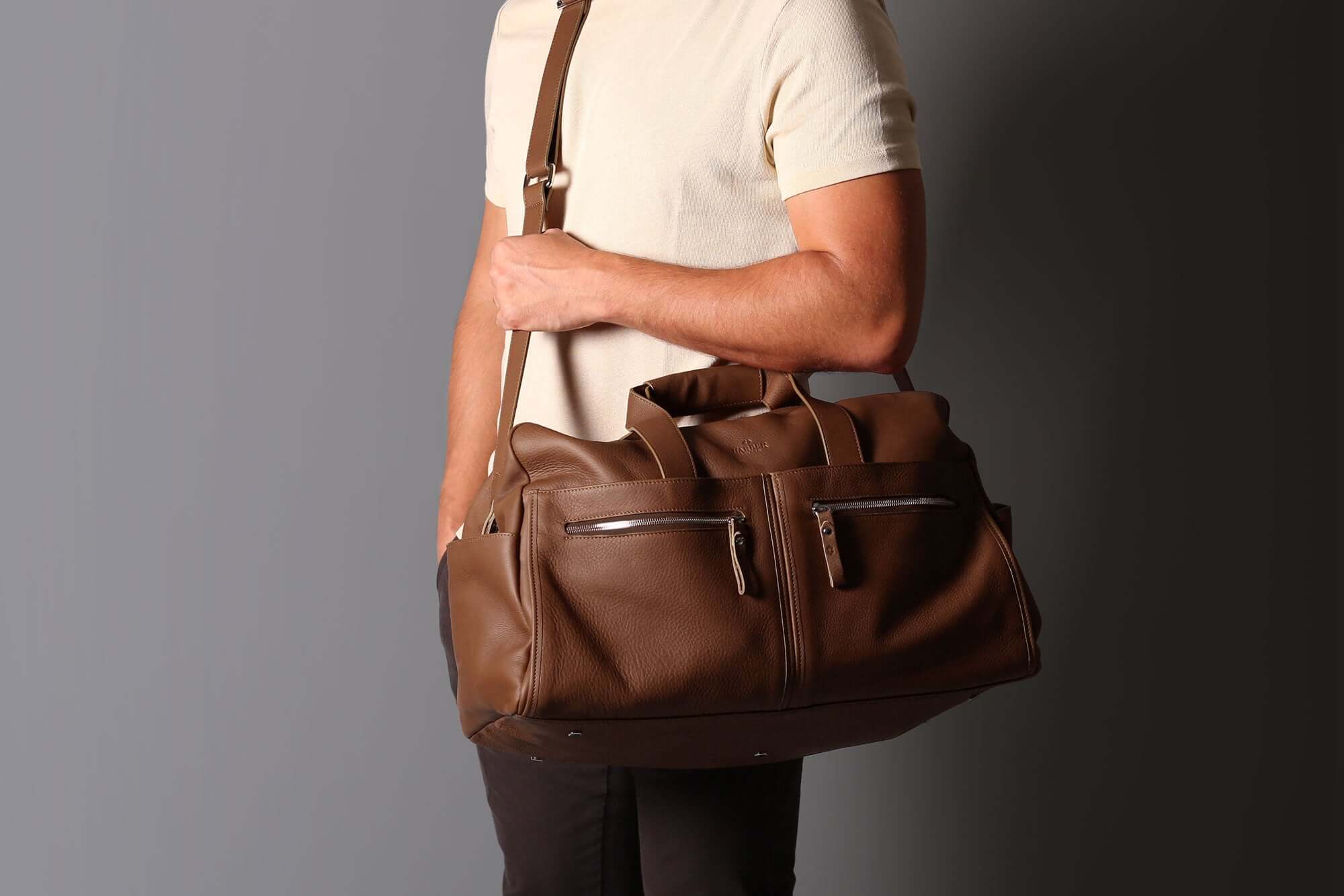 Leather Weekender Bag Chestnut