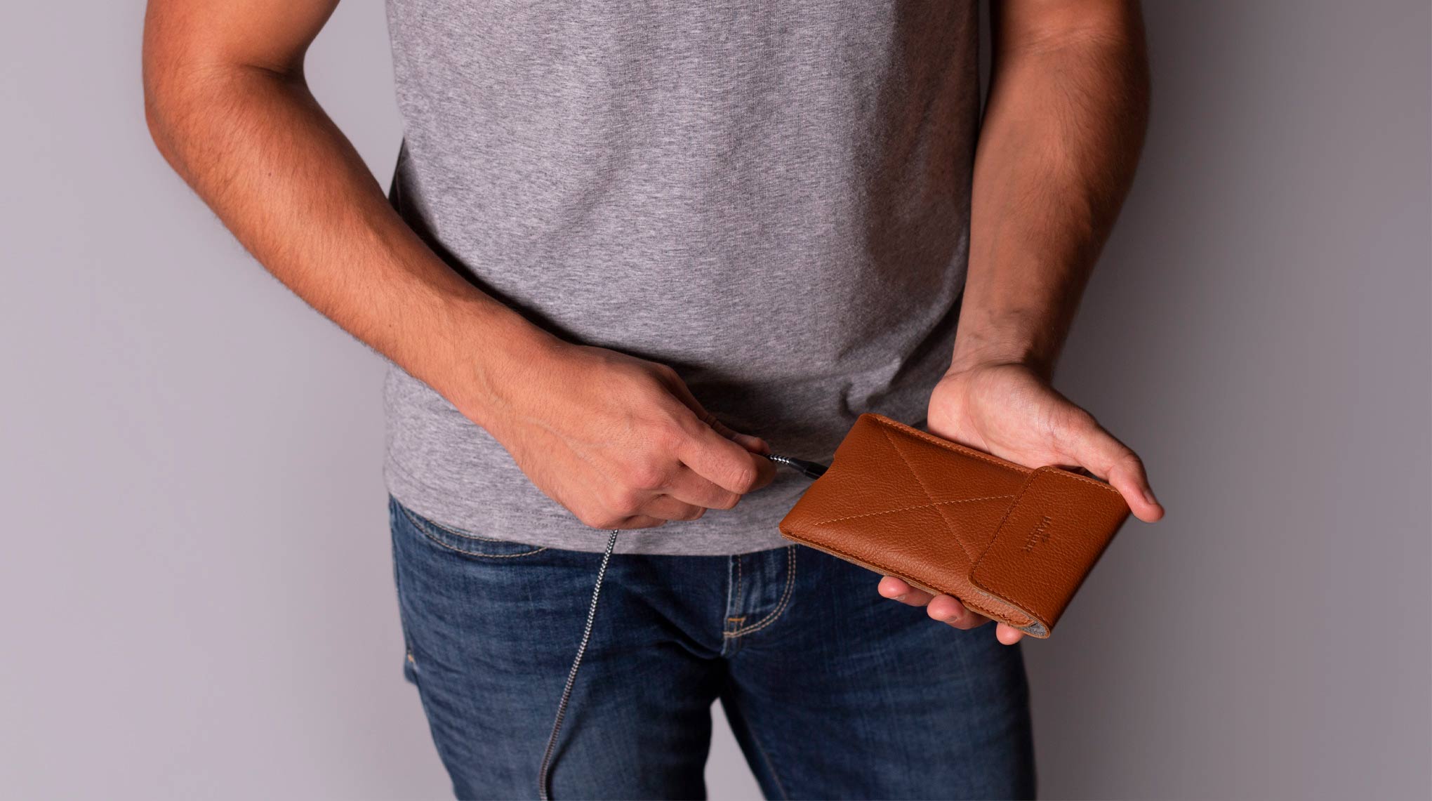 Handcrafted iPhone Sleeve case with magnetic closure 