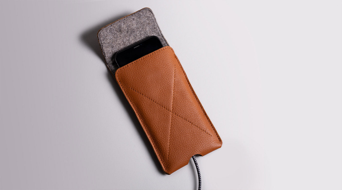 Leather iPhone Sleeve Charging