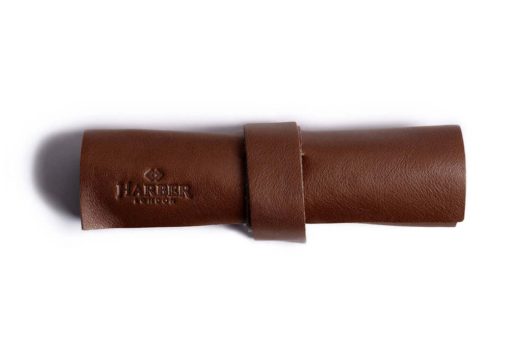 Mini Zip Leather Rollup Cord & Tools Wrap Deep Brown