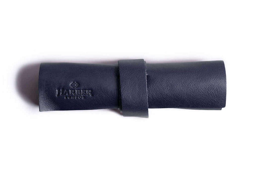 Mini Zip Leather Rollup Cord & Tools Wrap Navy