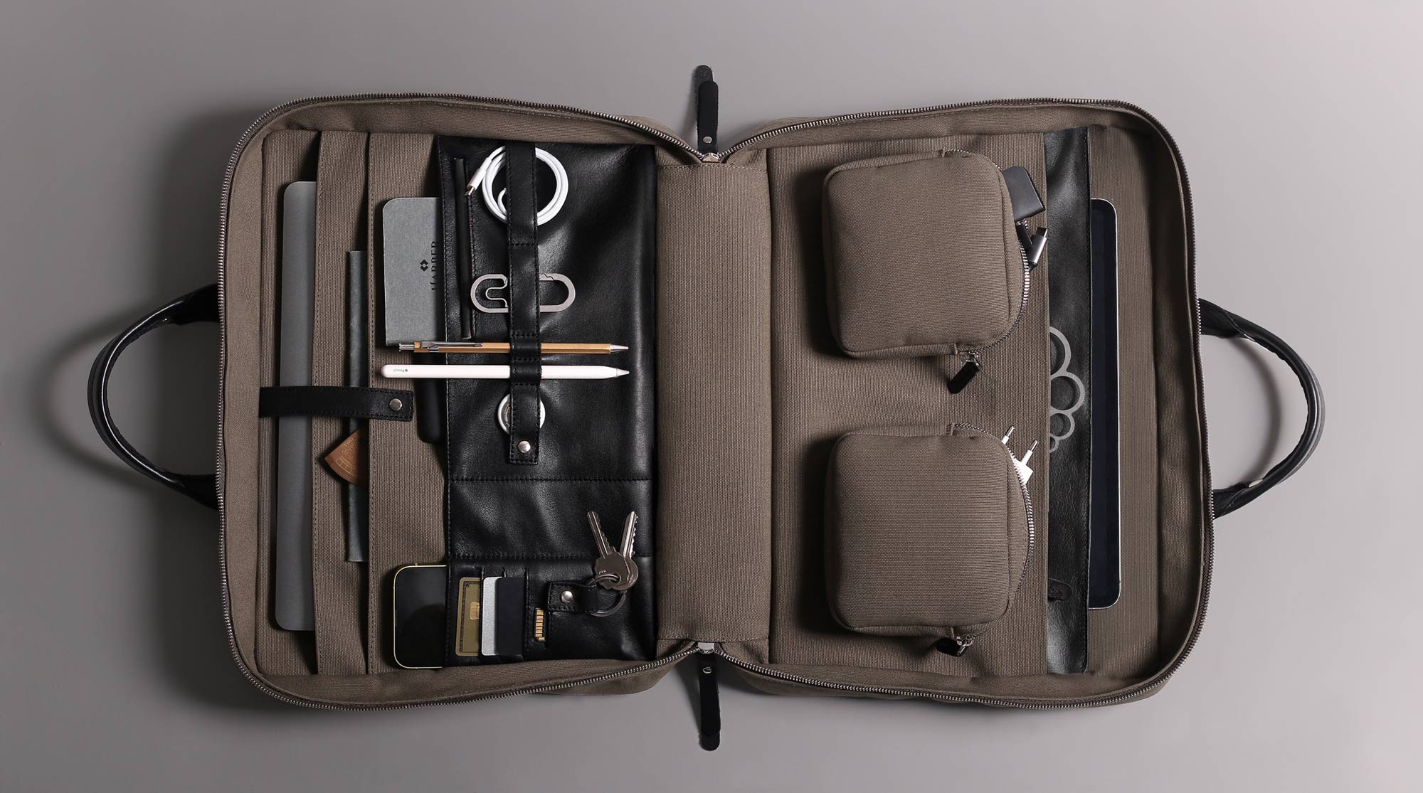 Laptop briefcase with dedicated padded laptop and tablet pockets.