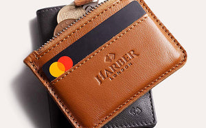 Handcrafted leather zip coin wallet