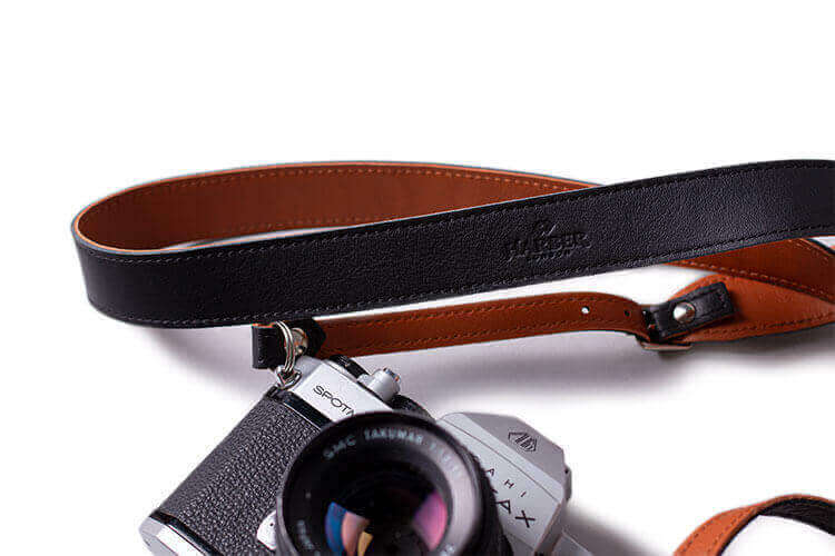 Adjustable Leather Camera Strap Black
