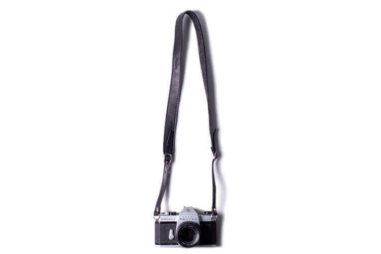 Adjustable Leather & Felt Camera Strap Black