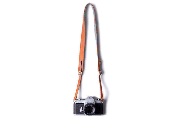 Adjustable Leather & Felt Camera Strap Tan