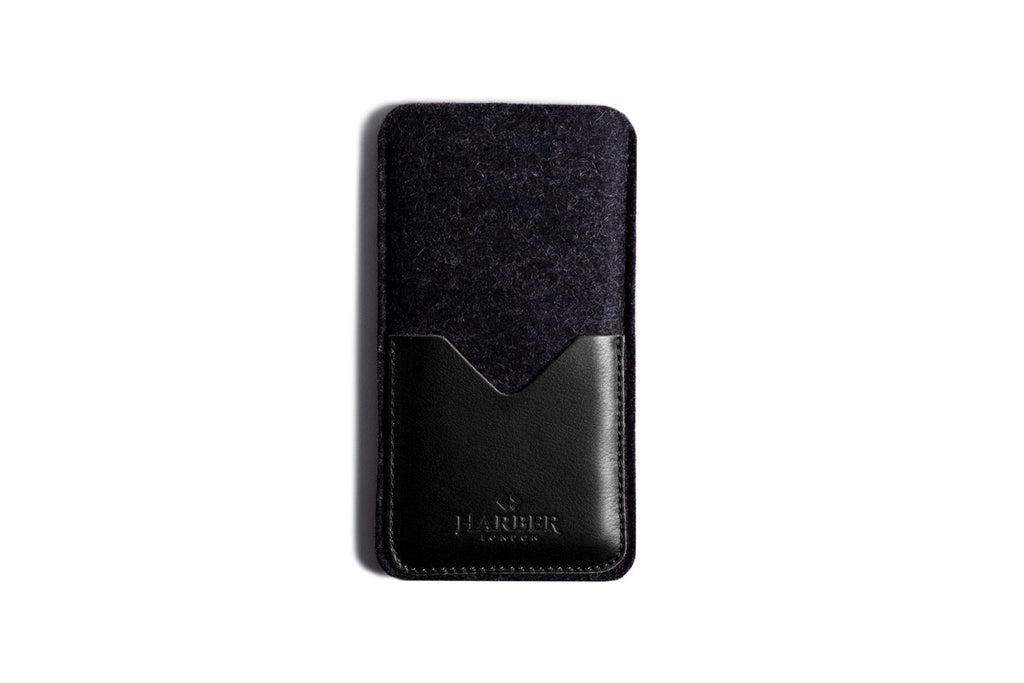 Leather Smartphone Sleeve Wallet Black
