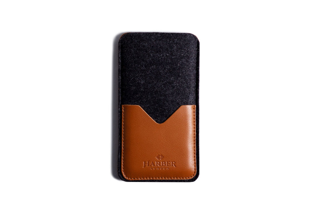 Leather Smartphone Sleeve Wallet Tan