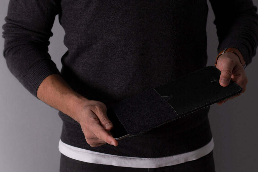 Leather iPad and Kindle Case Sleeve Black