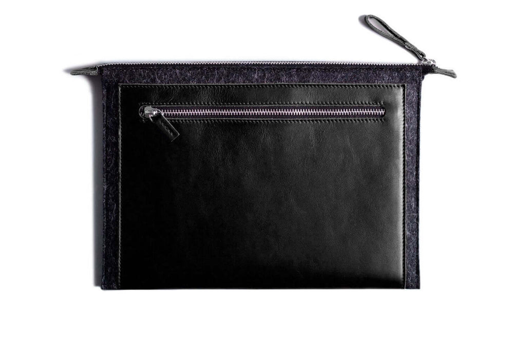 Folio Macbook Leather & Felt Sleeve Black
