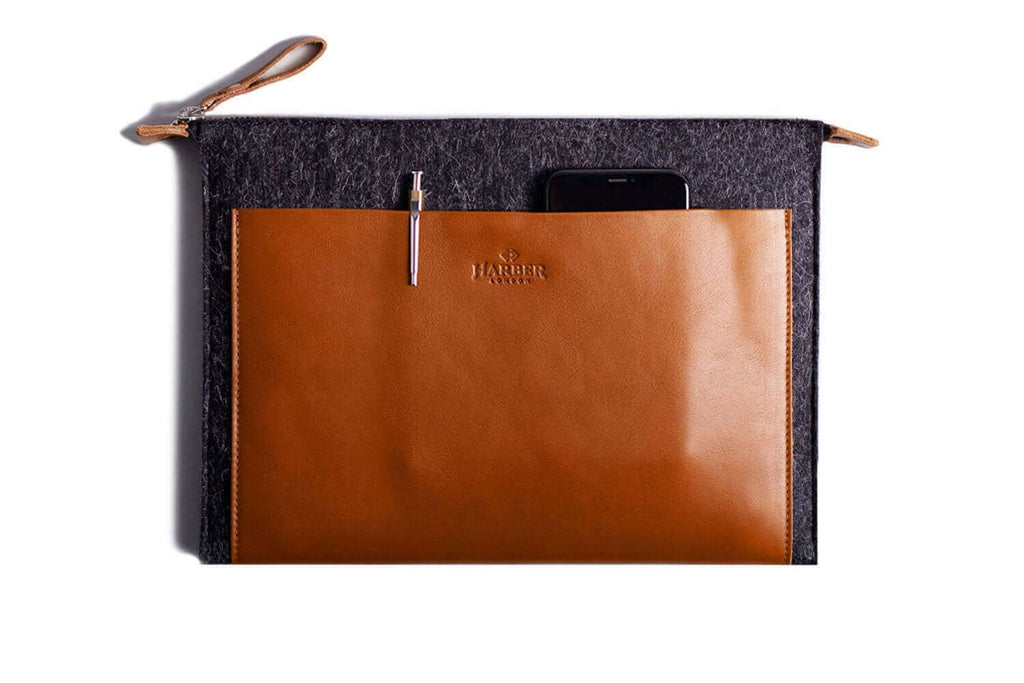 Folio Macbook Leather & Felt Sleeve Tan