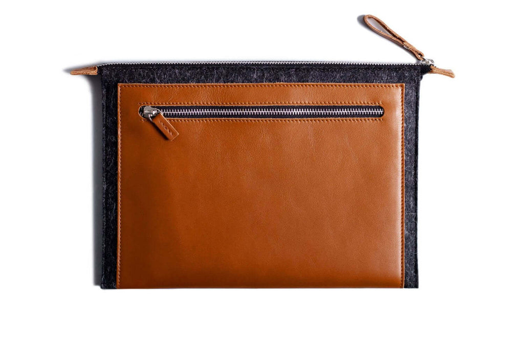 Folio Macbook Leather & Felt Sleeve Tan