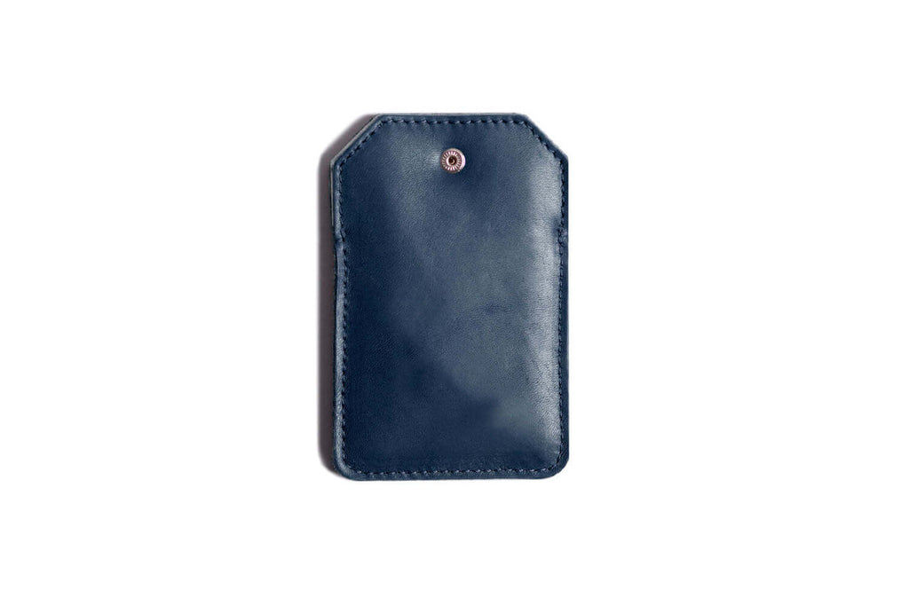 Leather Snap Card Holder - 2 pockets Navy