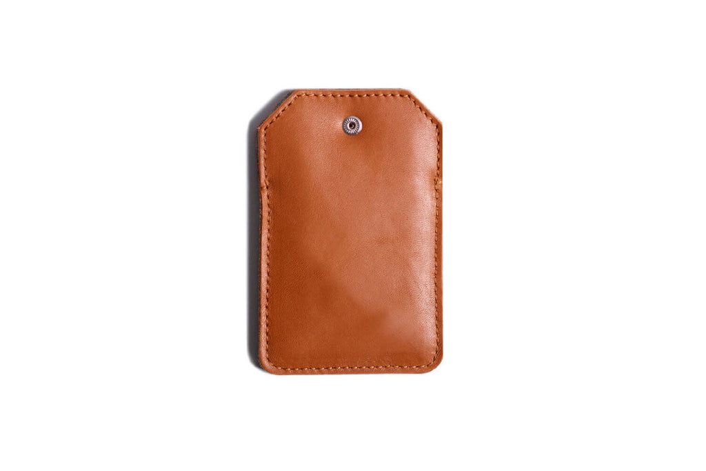 Leather Snap Card Holder - 2 pockets Tan
