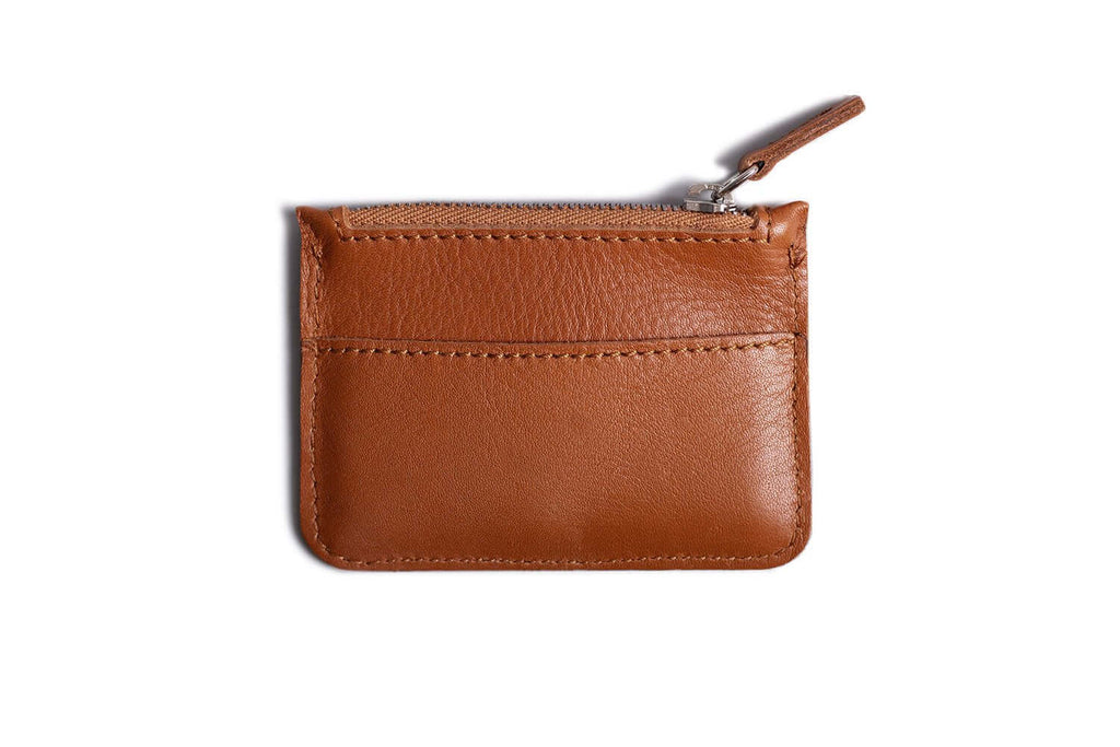 Leather Zip Coin Wallet Tan
