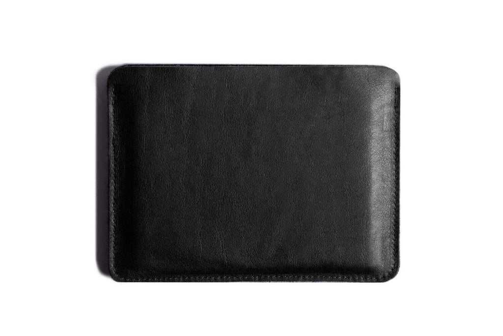  Flat Leather Passport Holder Black/Black Felt