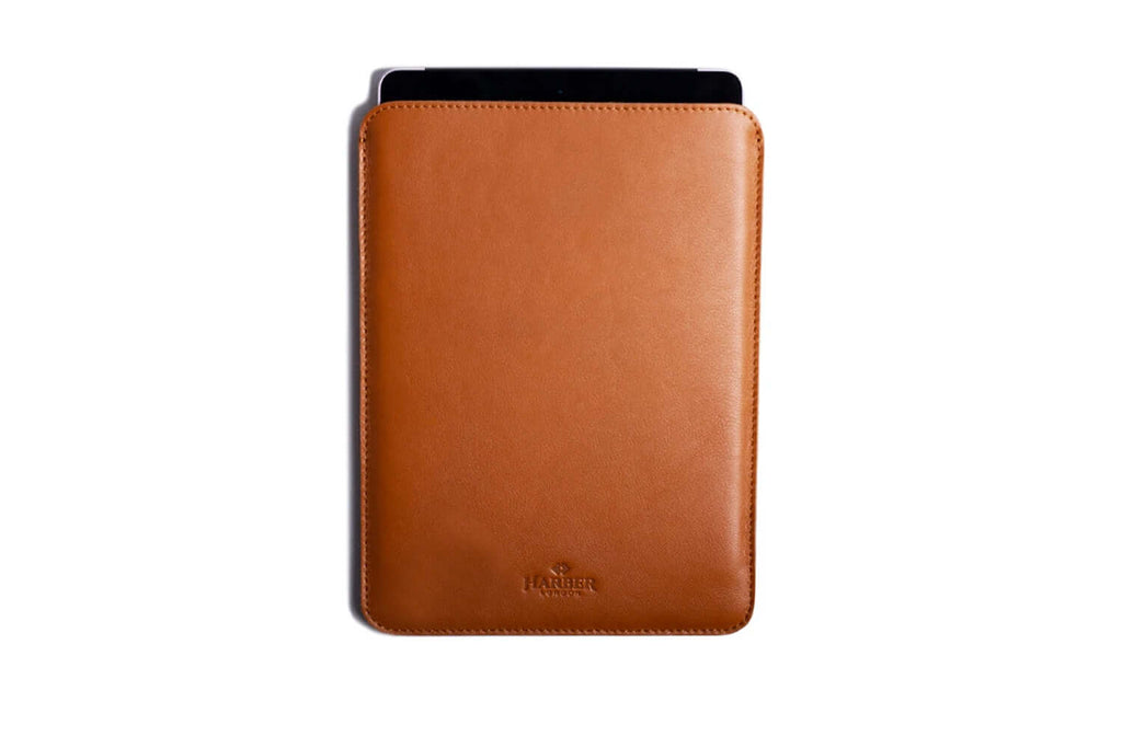 Slim Leather iPad and Kindle Sleeve Case Tan