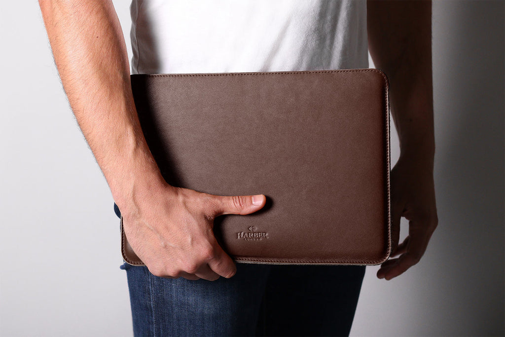  Slim Leather MacBook Sleeve Case Deep Brown