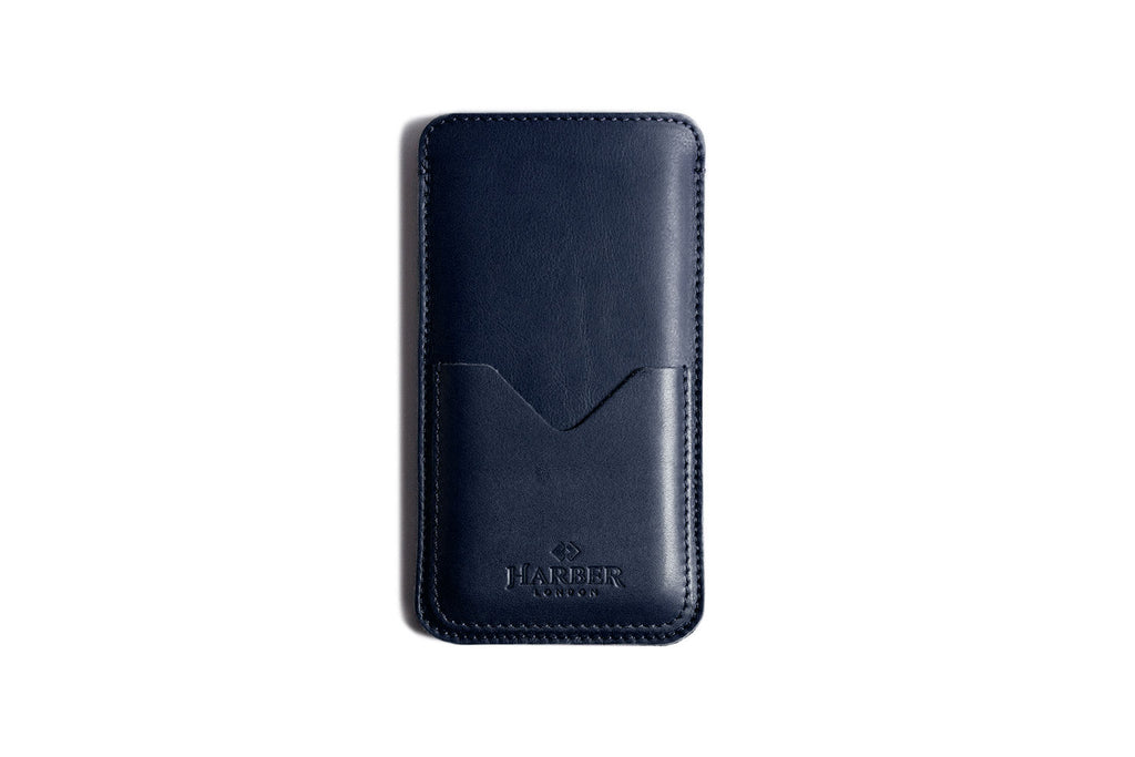 Slim Leather Smartphone Sleeve Case Navy