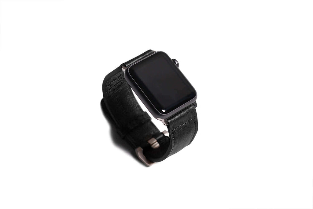 Bracelet Apple Watch. Moderne - Cuir Noir