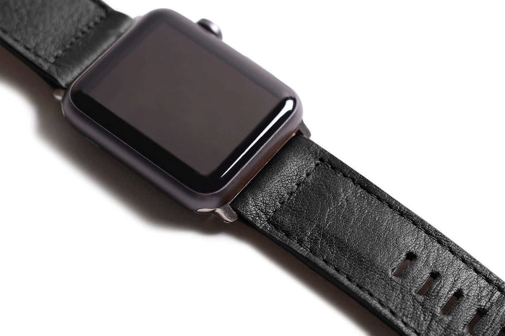 Bracelet Apple Watch. Moderne - Cuir Noir