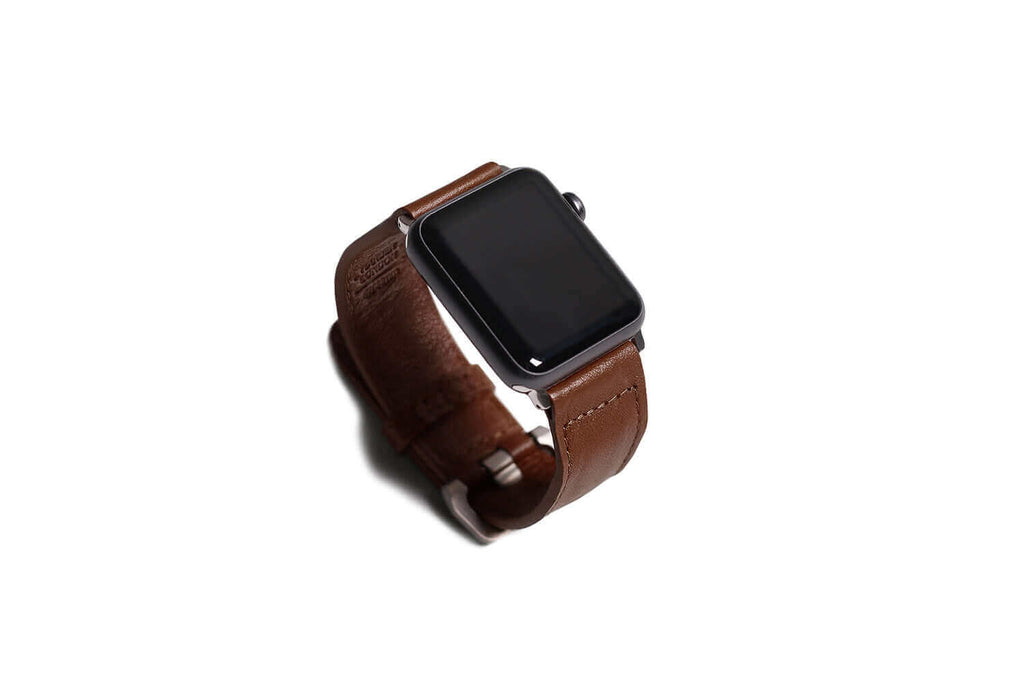 Bracelet Apple Watch. Moderne - Cuir Brun Foncé