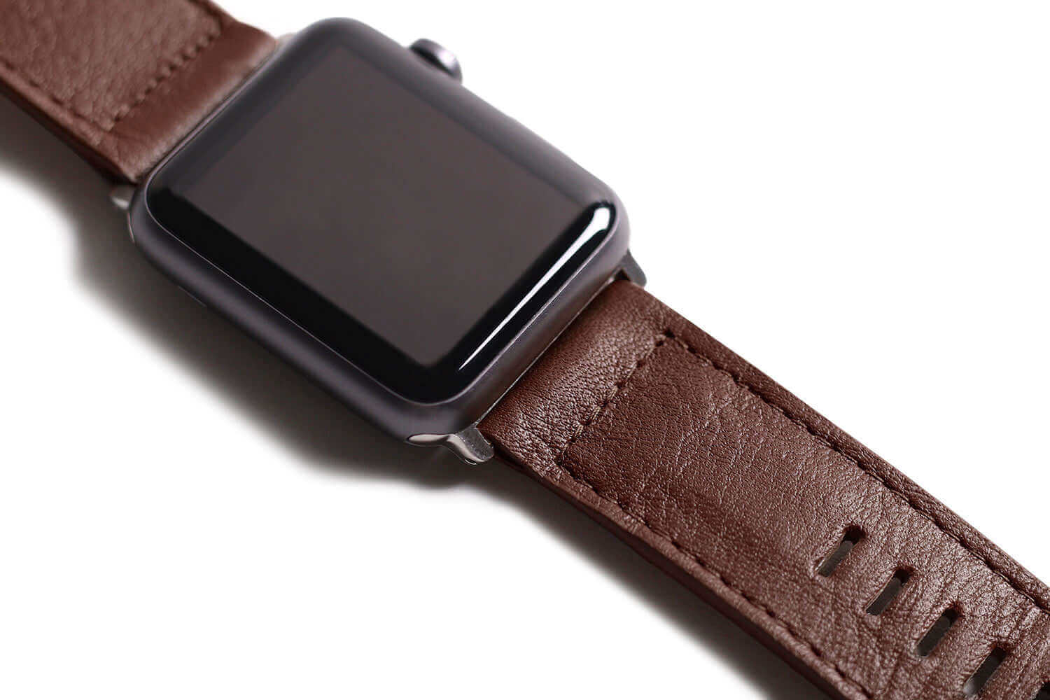 Bracelet Apple Watch. Moderne - Cuir Brun Foncé