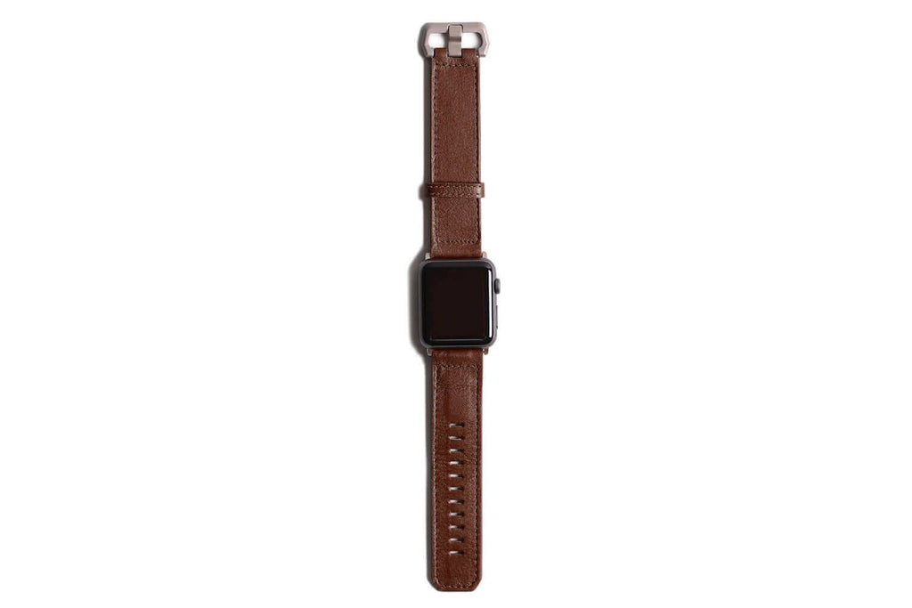 Bracelet Apple Watch. Moderne - Cuir Brun Foncé