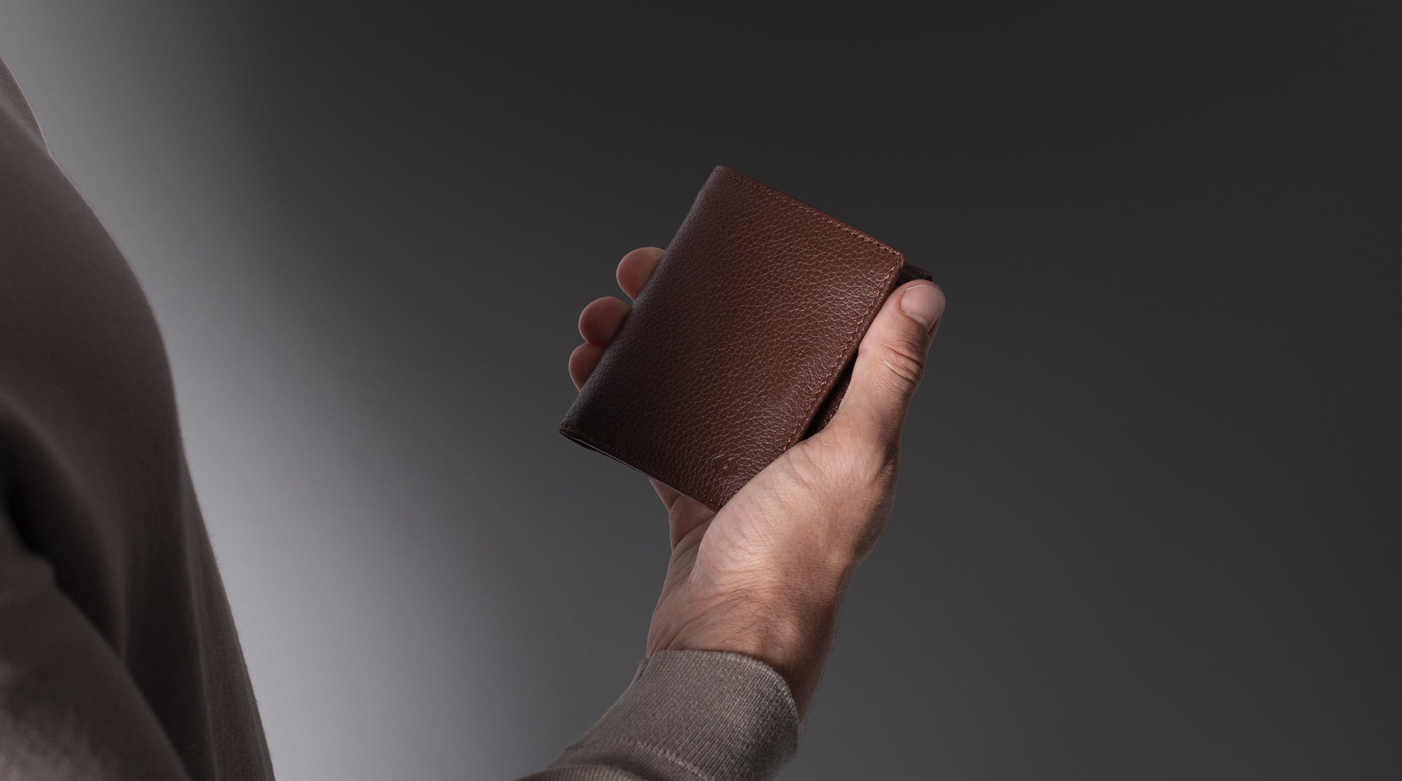 Brown leather bifold wallet