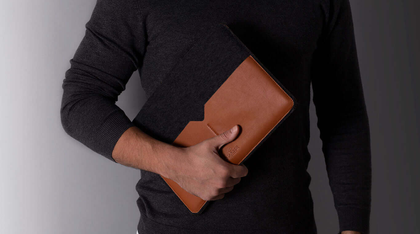 Wool felt and leather MacBook Sleeve 