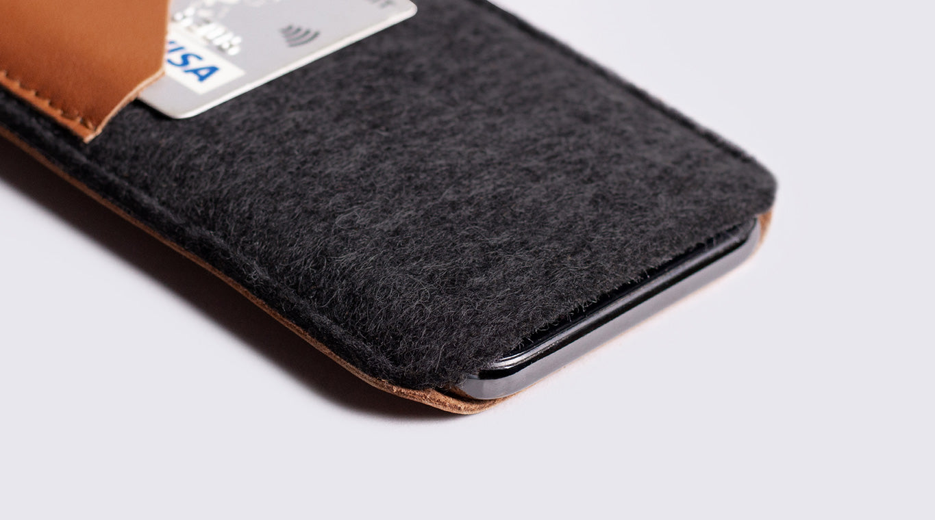 Wool felt and leather iPhone sleeves