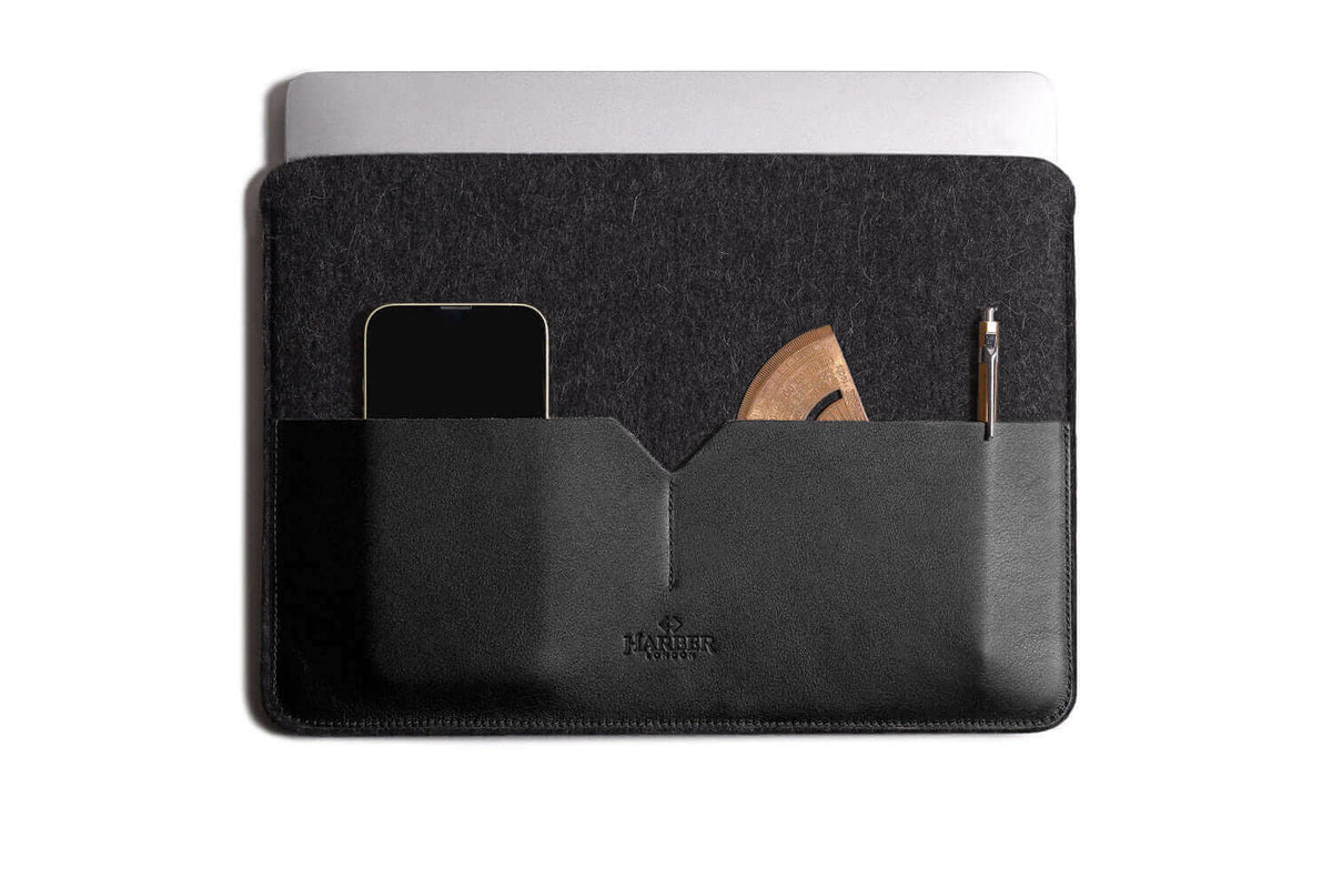 Black Edition Leather MacBook Sleeve Black