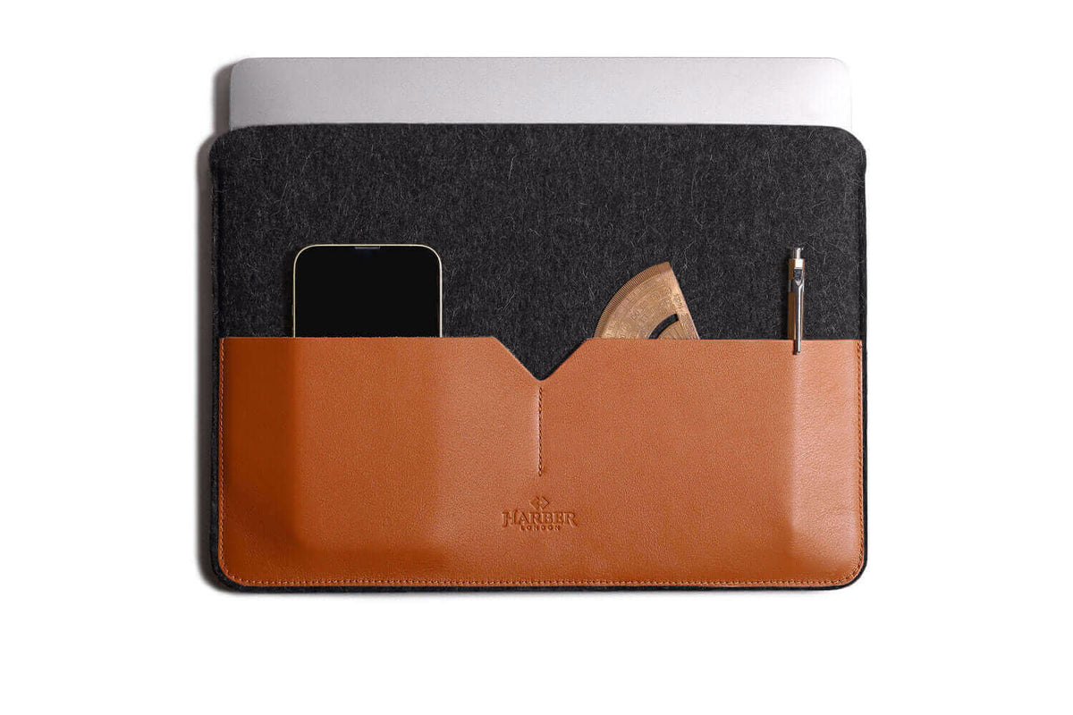Black Edition Leather MacBook Sleeve Tan