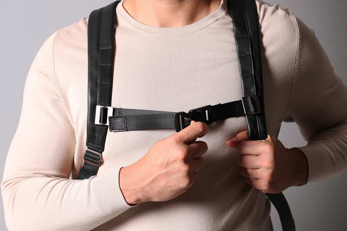 Leather Roll Top Backpack – Black Nomad Tech