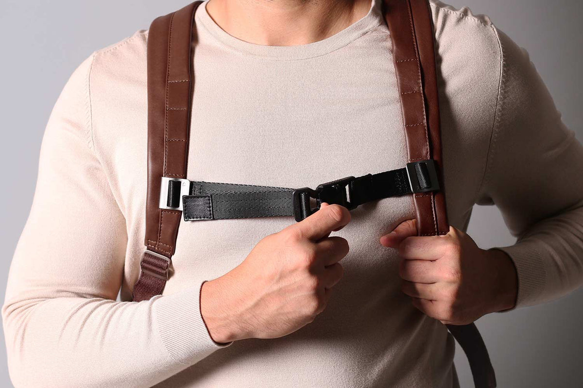 Leather Roll Top Backpack – Deep Brown Nomad Tech
