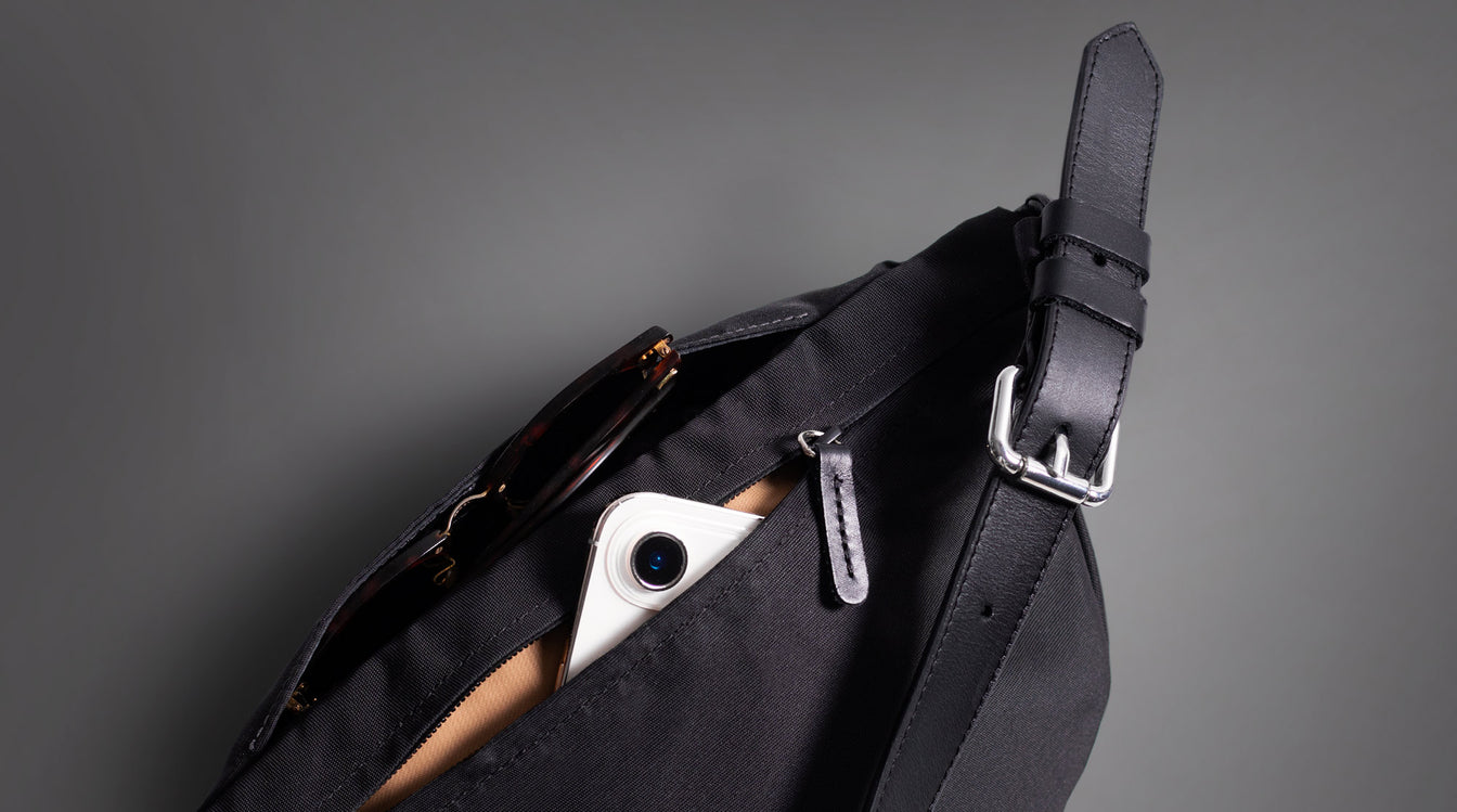 Black cross body bag with back pocket 