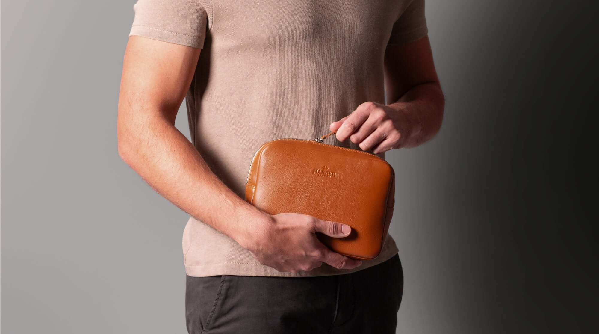 Leather dopp kit for tech 