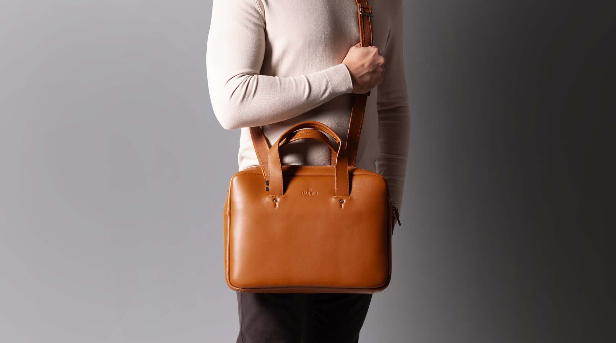 Leather laptop briefcase