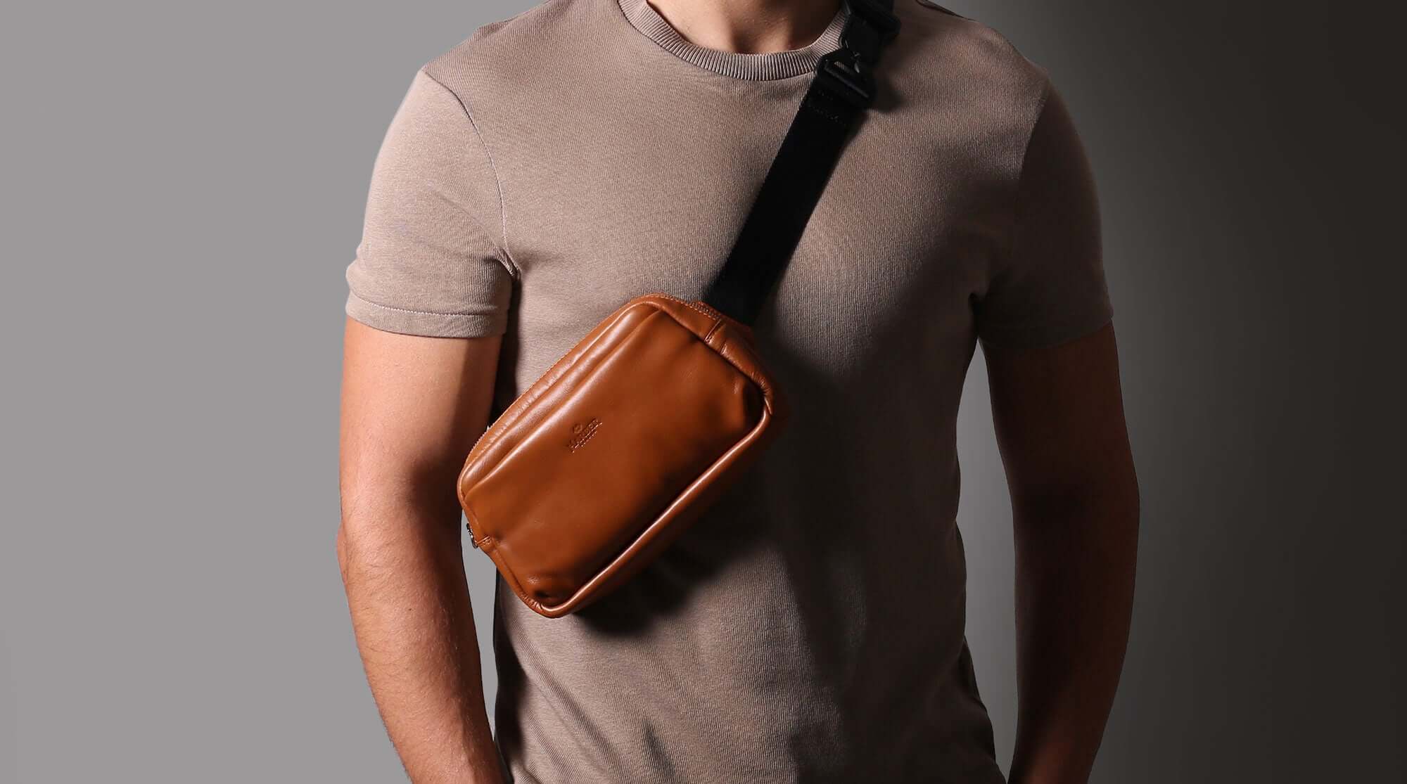 Crossbody leather bag for men