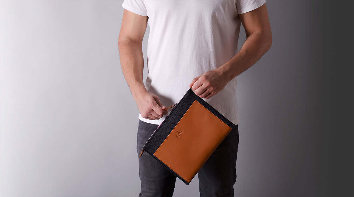 Folio Macbook Leather & Felt Sleeve