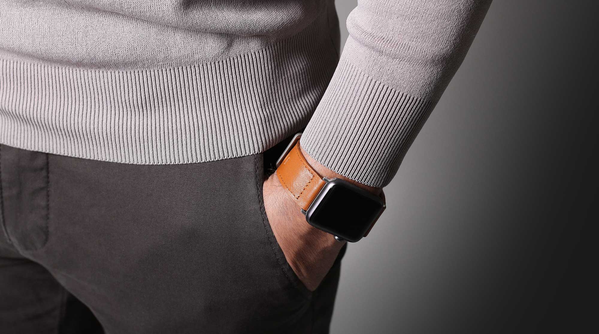 Correa de cuero de primera calidad hecha a mano para Apple Watch
