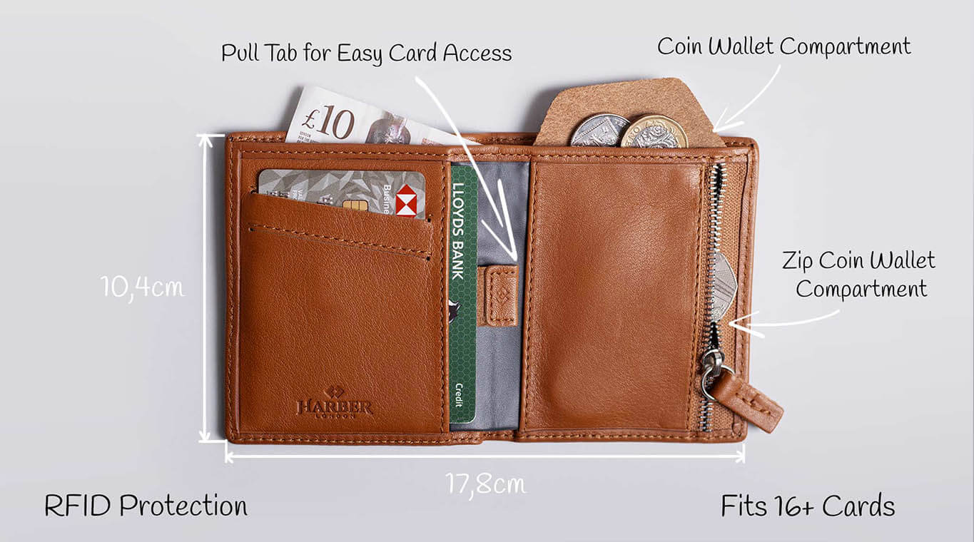 Portafoglio bifold con zip