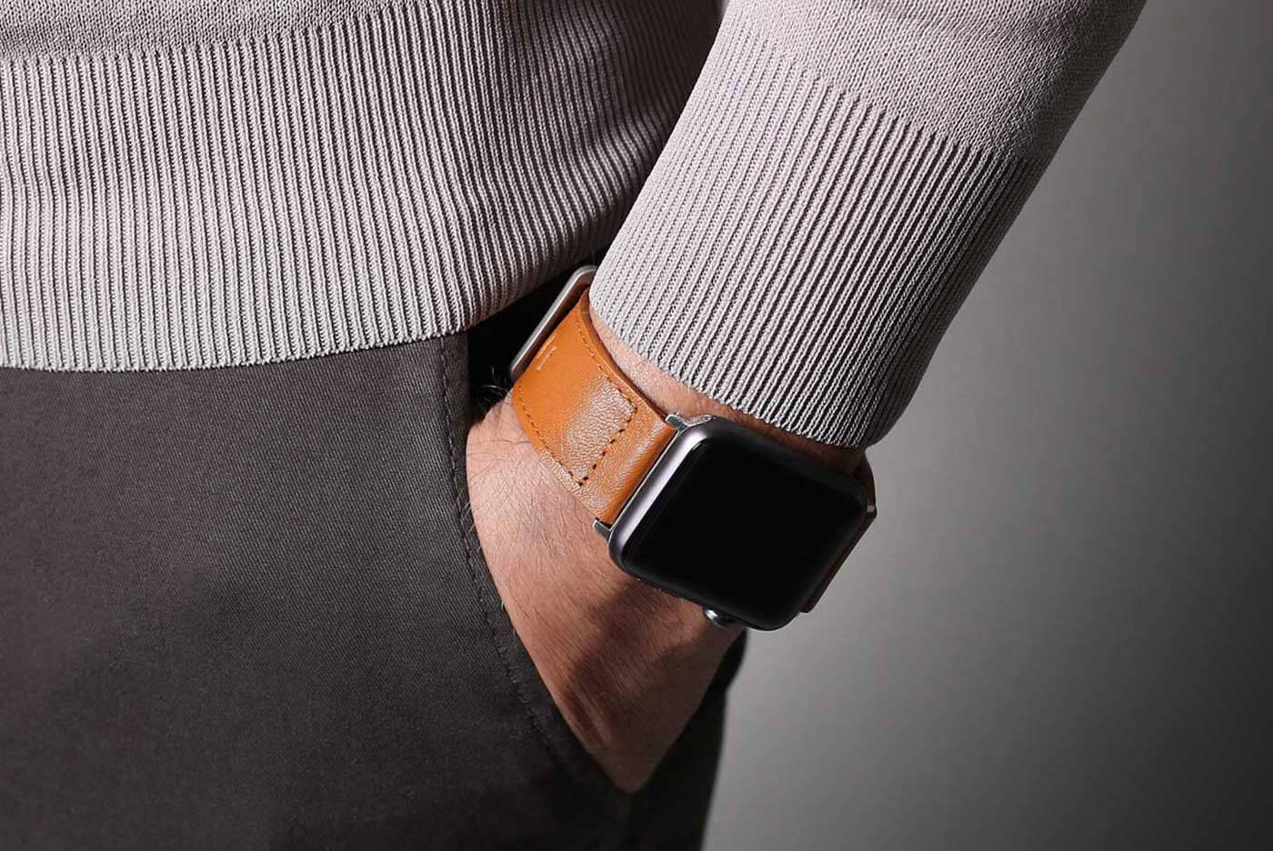Luxuriöses Apple-Watch-Armband aus Leder