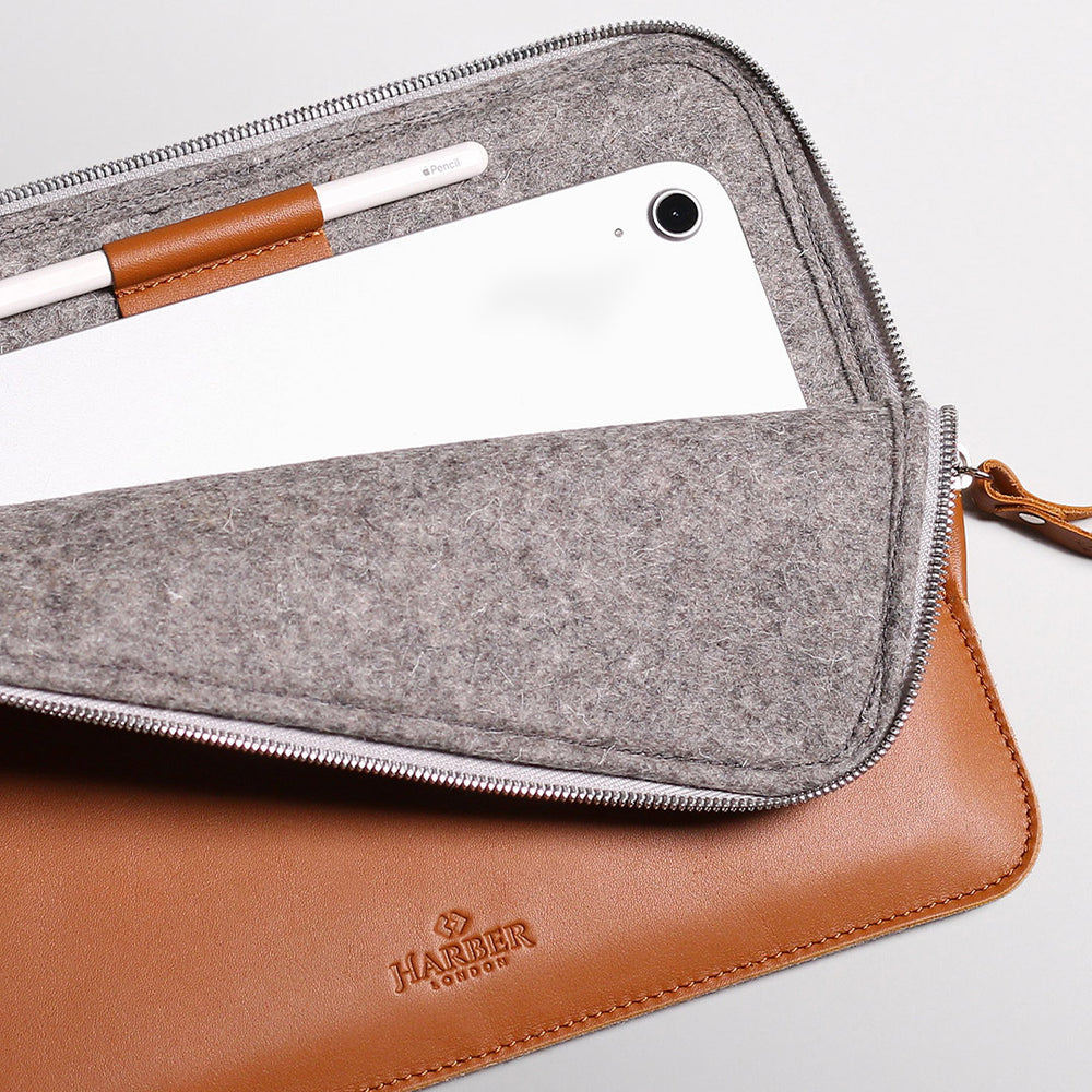 Premium sleeves for iPad. Made of wool felt and leather. 
