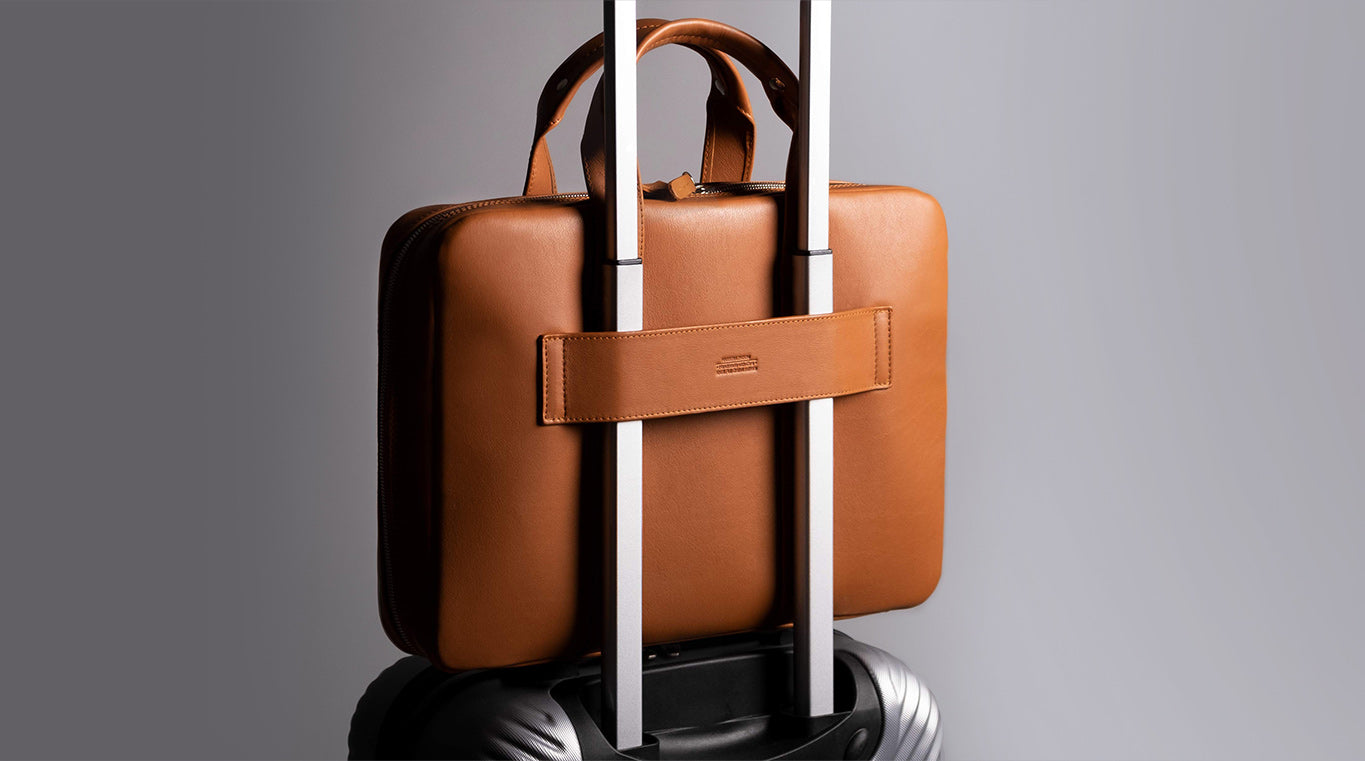 Travel and work leather briefcase